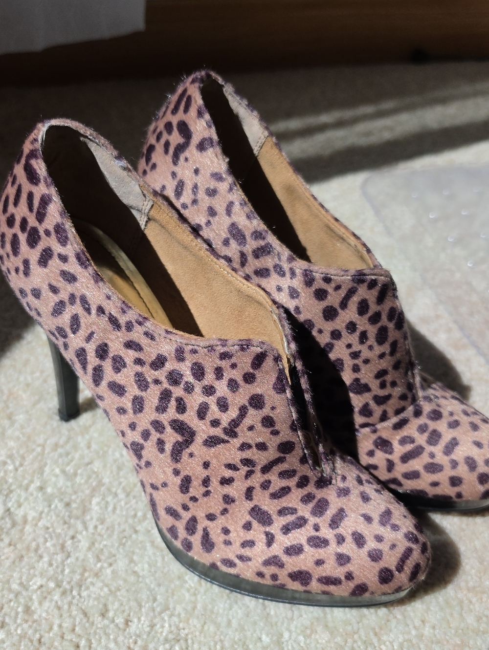 Style & Co. Mauve Leopard-Print Heel Booties